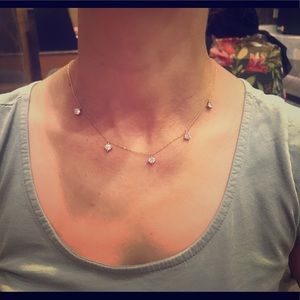 5 stoned, silver and gold plated elegance necklace